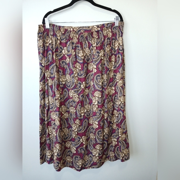 Worthington Paisley Midi Flowy Skirt Womens Size 18W Officewear Church - Picture 2 of 6